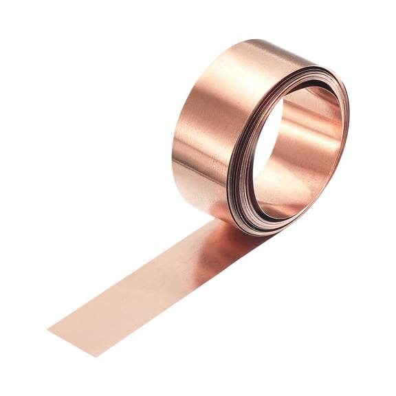 Copper Sheet Roll 2000mm x 10mm x 0.05mm, 99.9% Pure Copper Strip Copper Flashing Metal Foil Plate for DIY Projects