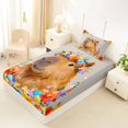 thumbnail image 4 of Manfei Cartoon Capybara Twin Sheets,Cute Wildflowers Pattern Bedding,Multicolor,3pcs,1 Fitted Sheet and 1 Pillowcase, 4 of 6