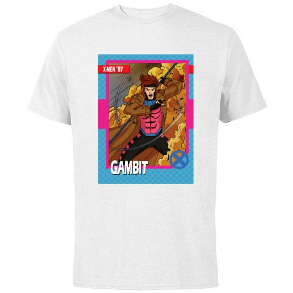 Marvel Studios X-Men ’97 Gambit Retro Trading Card- Short Sleeve Cotton T-Shirt for Adults - Customized-White