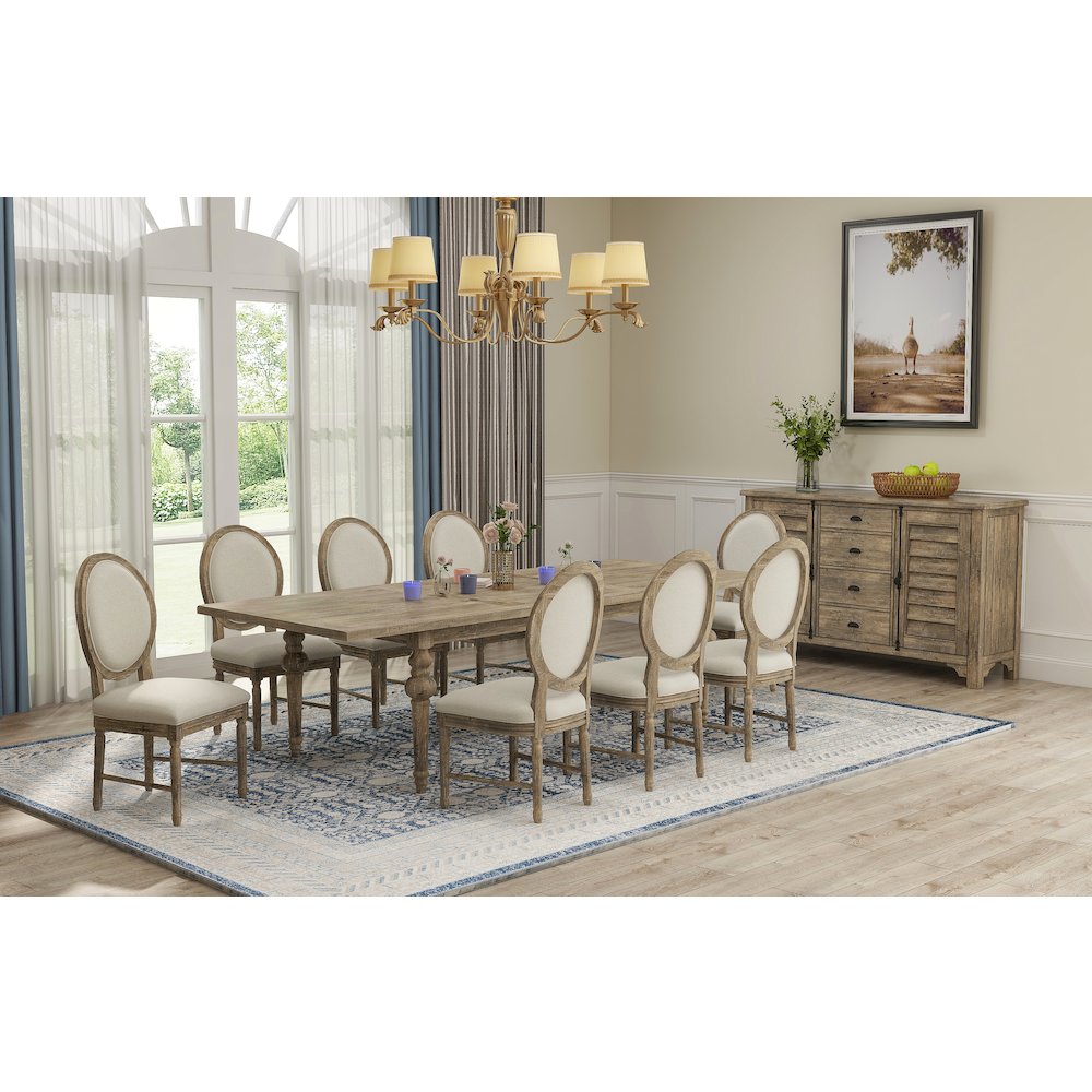 Wallace & Bay Ludin Sandstone Buff Upholstered Dining Chairs, Set of 2