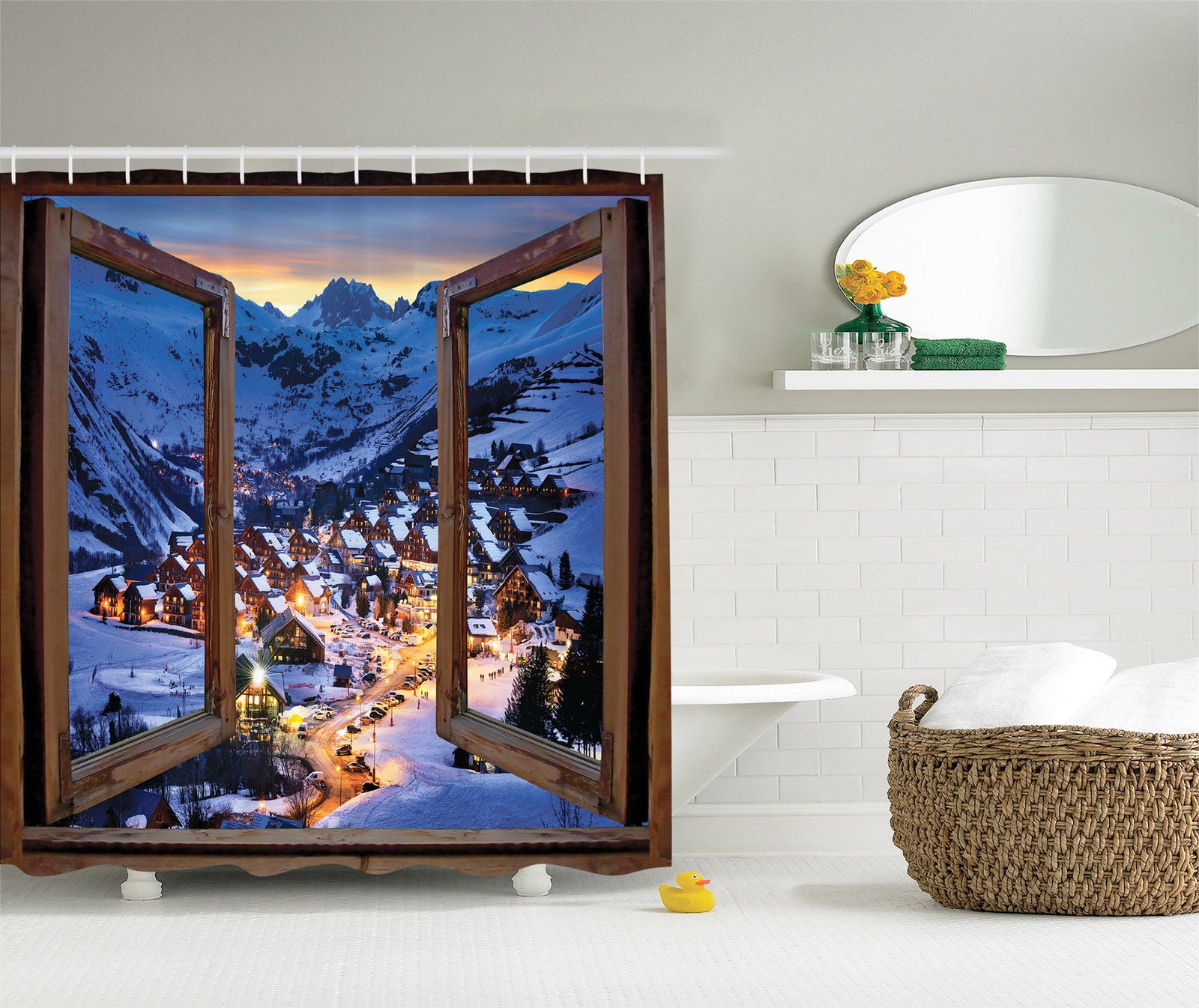 Country Primitive Windows European Mountain House Village Cottage