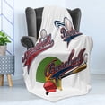 thumbnail image 4 of Sports Soft Flannel Fleece Throw Blanket, Baseball Mitt Ball Bat Hardball Supplies Exercise Team Various Classical Designs, Cozy Plush for Indoor and Outdoor Use, 50" x 70", Multicolor, by Ambesonne, 4 of 5