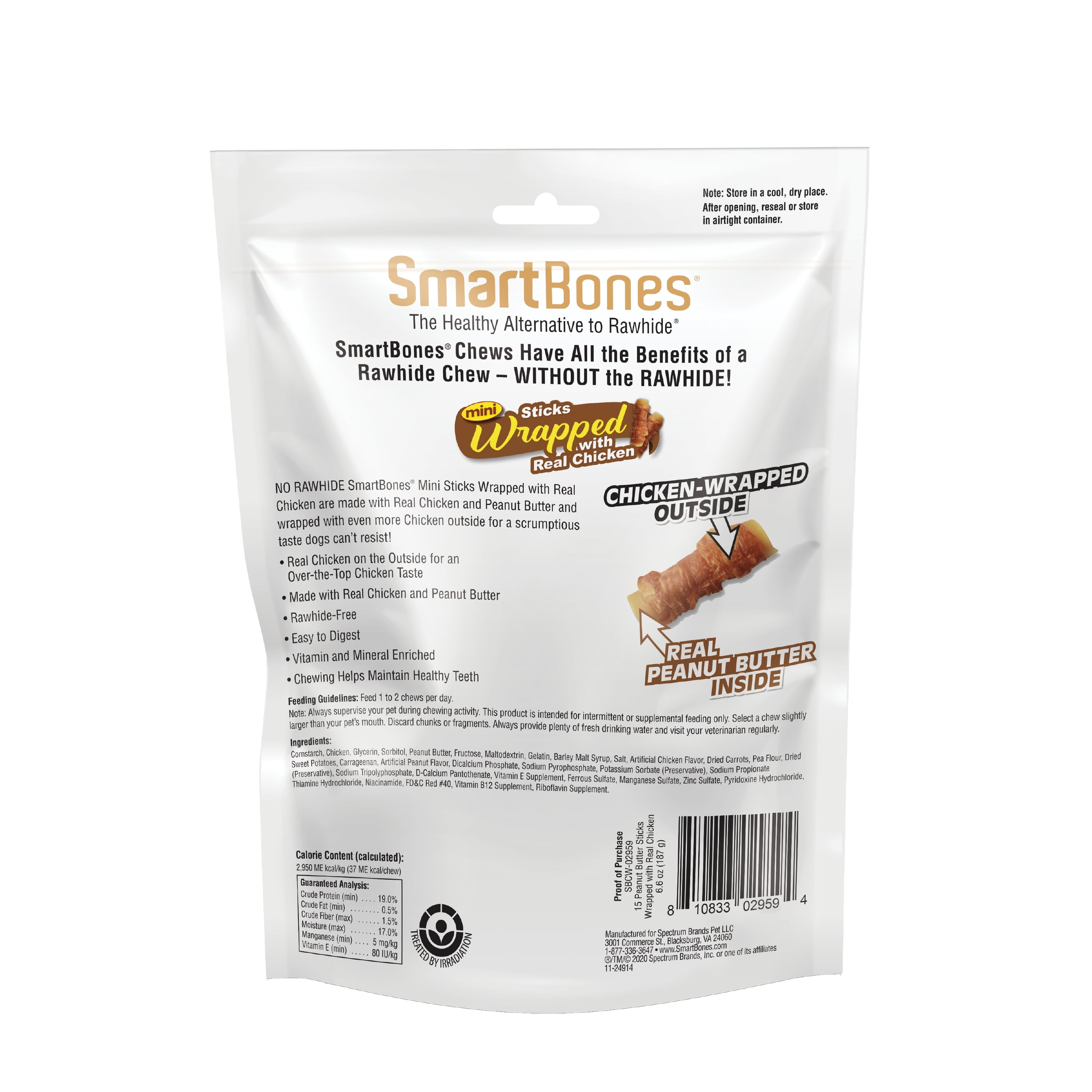 SmartBones Mini Chicken-Wrapped Sticks for Dogs With Real Peanut Butter, Rawhide-Free