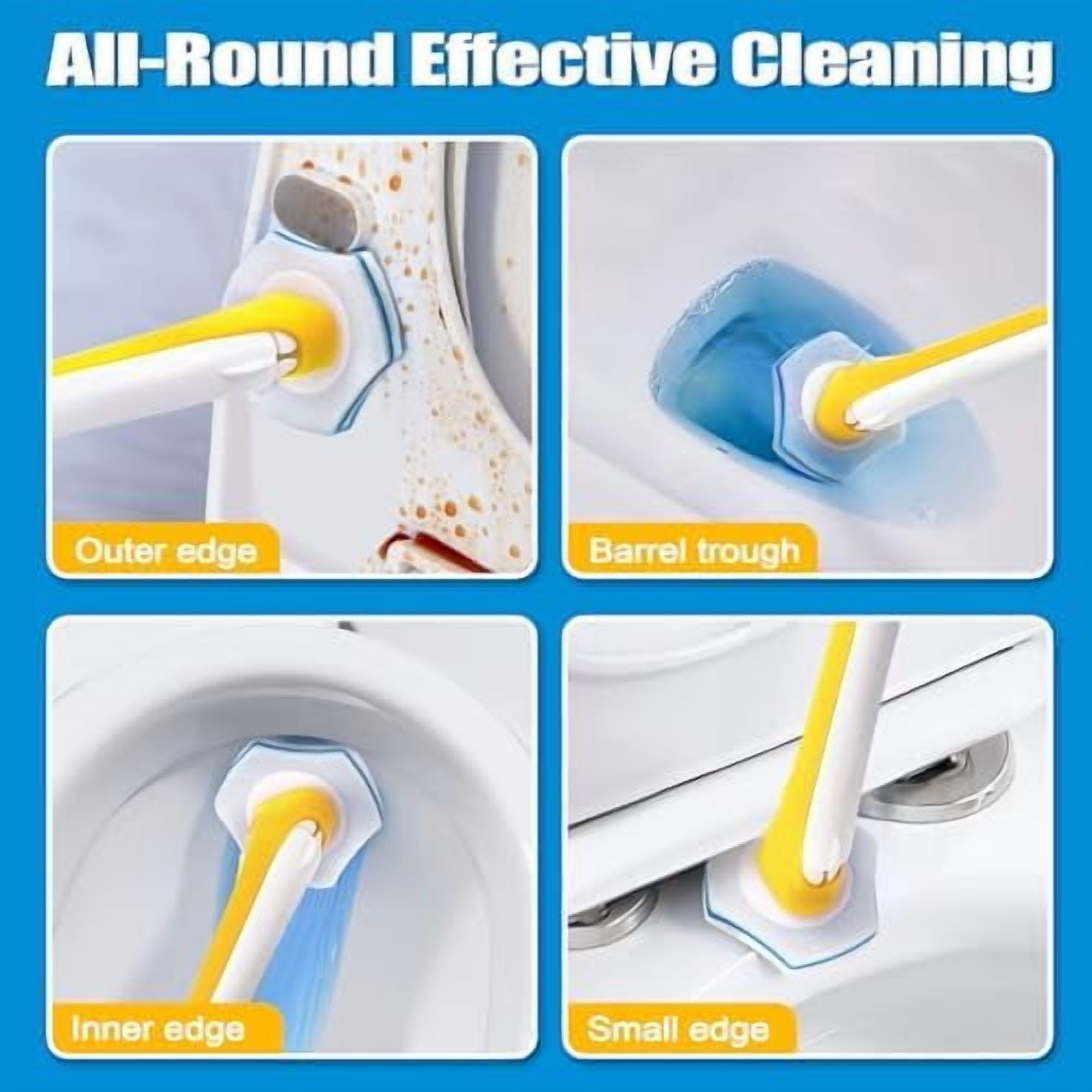 Disposable Toilet Brush with 40PCS Wand Cleaner Refills, Wall Mounted Toilet Bowl Brush Holder Set, Bathroom Cleaning System for Sink Bathtub Wash Basin (Yellow)