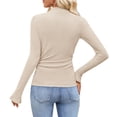 thumbnail image 2 of JPH Ribbed Tops for Women Long Sleeve Shirts Fall Casual Slim Mock Neck Knit Tshirts, 2 of 4