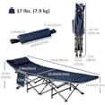 thumbnail image 2 of Folding Camping Cot with Mat & Pillow, Double Layer Oxford Heavy Duty Sleeping Cot with Carry Bag Blue, 2 of 7