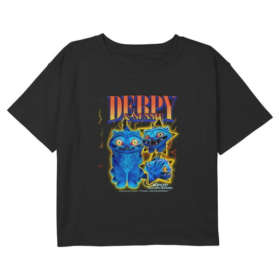 Girls KPop Demon Hunters Derpy and Sussie Mascot Friends Cropped T-Shirt