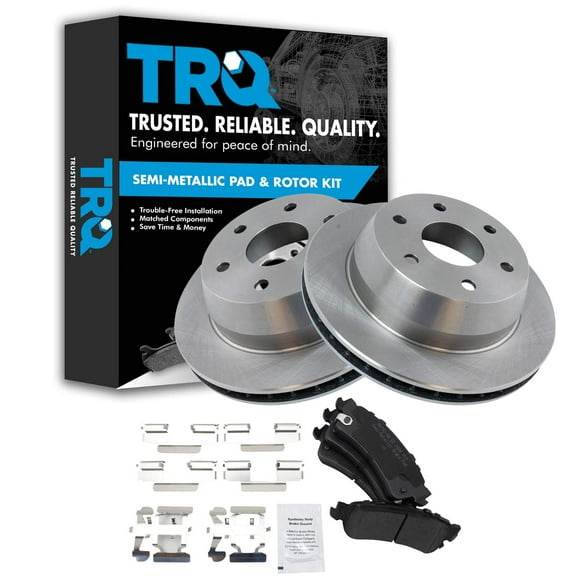 TRQ Rear Premium Posi Metallic Brake Pad & Rotor Kit Fits Select Chevy GMC Cadillac