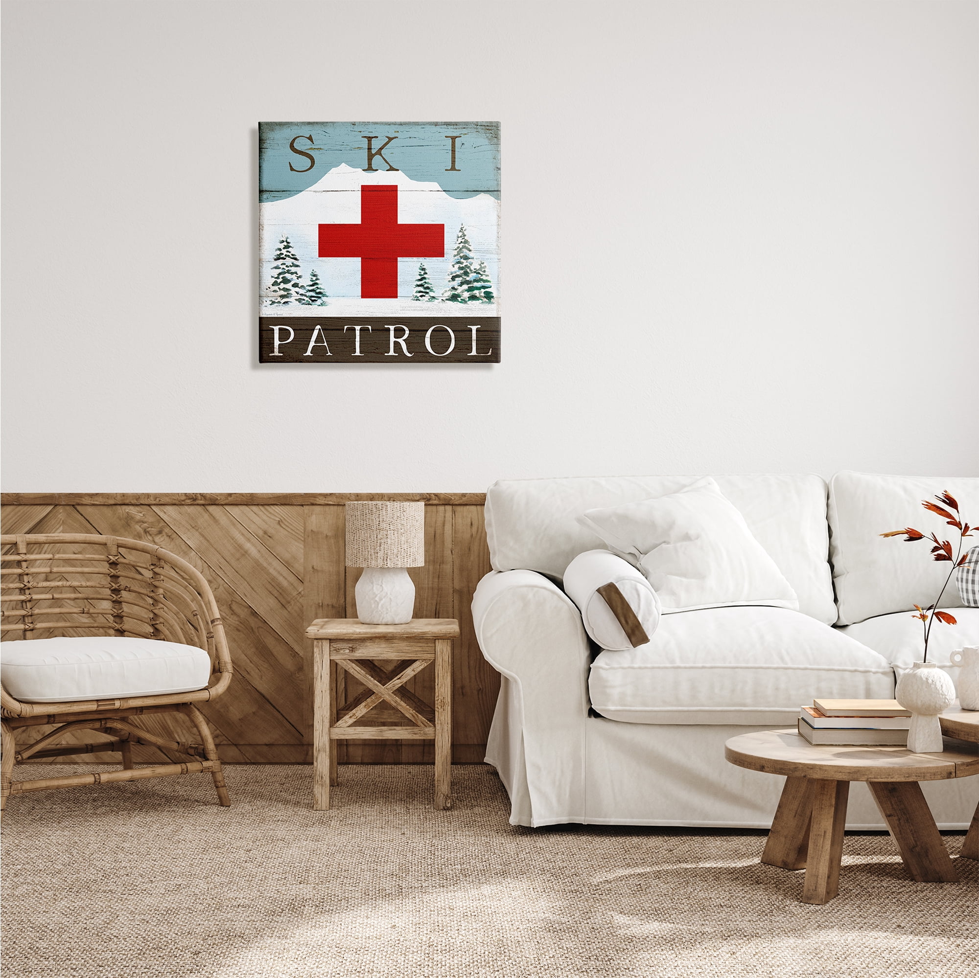 Stupell Industries Ski Patrol Rustic Cabin Sign Snowy Forest Mountain, 24 x 24, Design by Elizabeth Tyndall