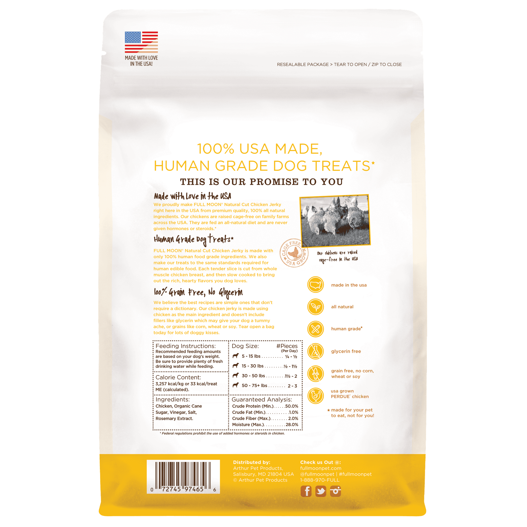 FULL MOON® All Natural Human Grade Dog Treats, Sliced Chicken Jerky, 12 Ounce, Dry, Jerky Treats