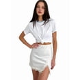 thumbnail image 4 of Women'S Satin Lace Trim High Waist Split Hem Bodycon Mini Short Skirt Color S, 4 of 10