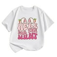 thumbnail image 2 of Girls Shirts Size 14-16 Girls Spring Summer Casual Short Sleeve T Shirt Easter Bunny Alphabet Printed Round Neck Comfortable Children's Wear White, 6-7 Years, 2 of 4