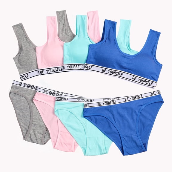 Girls Training Bras Teens Sports Bras for Kids 8-12 Years Cotton Comfortable Breathable Panties