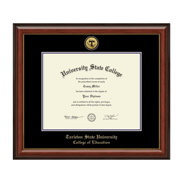Tarleton State University College of Education Diploma Frame, Document Size 14" x 11"