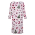 thumbnail image 6 of CQXIDFH Plus Size Long Nightgowns for Women Crew Neck Long Sleeve Sleepwear, Soft Stretch Printed Midi Sleep Dress with Side Pockets, Holiday Christmas & Daily Oversized Loungewear Nightshirt Pink, 6 of 6
