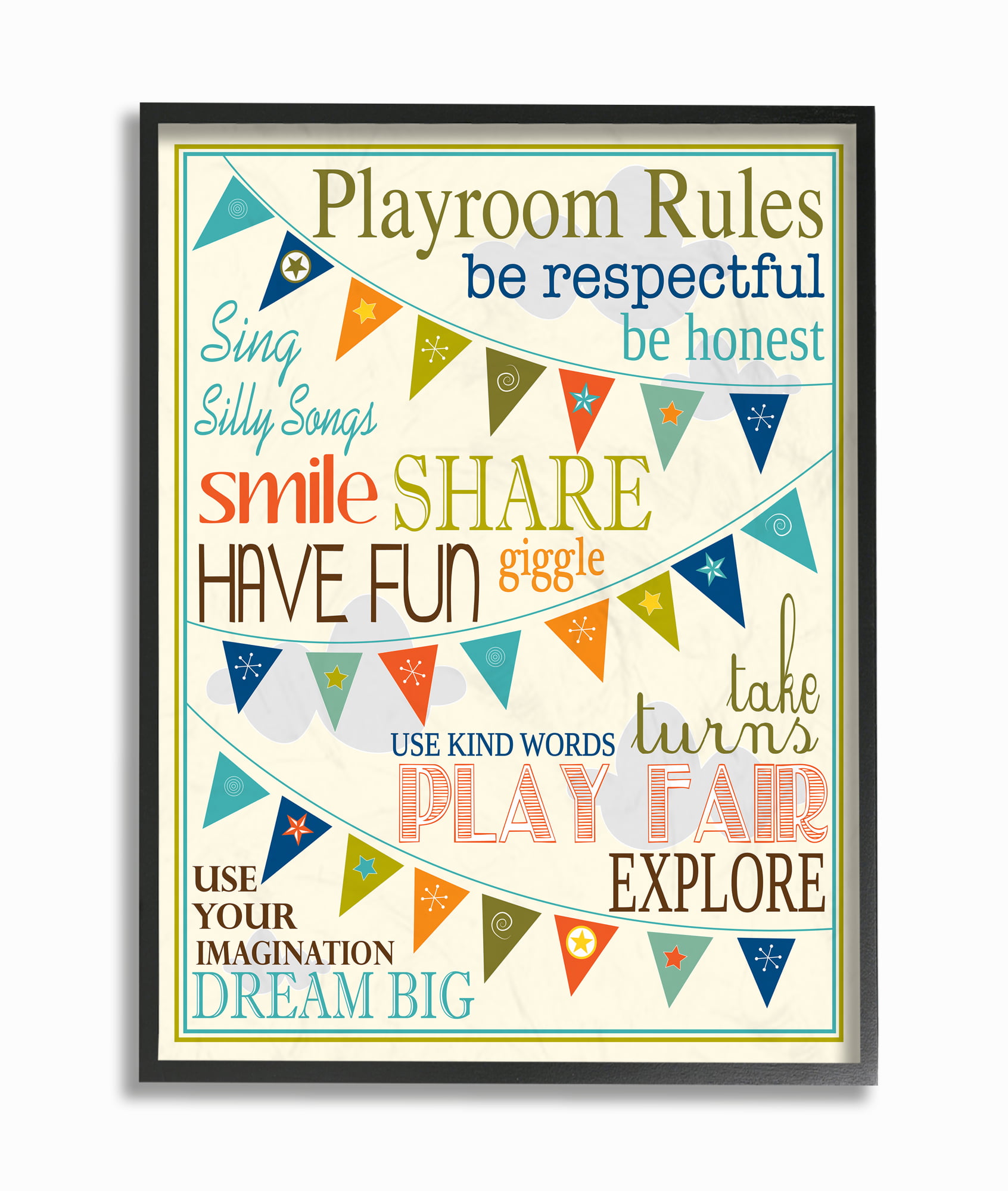 13 x 19 Stupell Industries Rainbow Chalkboard Playroom Rules Wall Plaque Design by Artist Debbie Dewitt