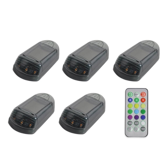TAPDRA Wireless Solar LED Cab Light 5 Pcs ABS Black Amber 3 LED Beads Remote Control for Truck Car Vehicle Roof Motion Sensing Illumination