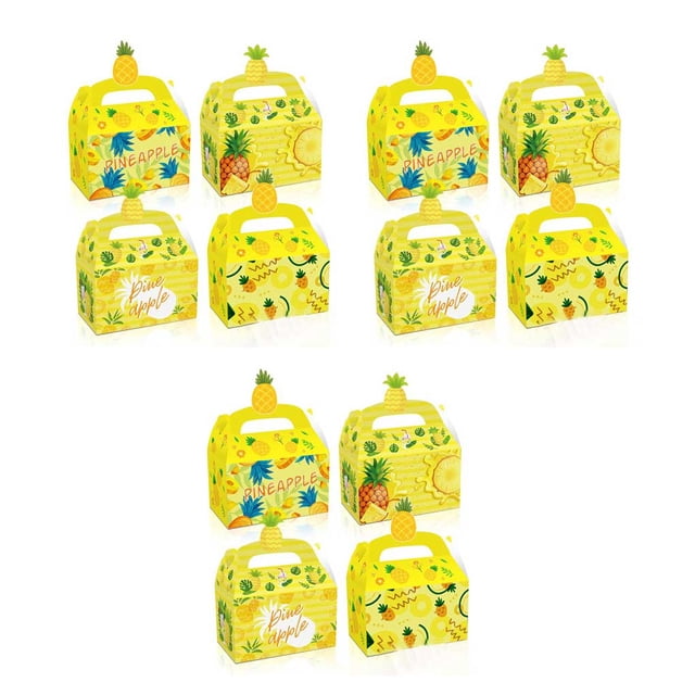 Cateissary Caja de regalos de piña de 12 piezas, bolso de embalaje colorido para cupcakes, fiesta, Baby Shower, bolsa para aperitivos con patrón Almacenamiento y organización del hogar