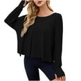 thumbnail image 5 of BXINGOHAI Long Sleeve Workout Shirts Yoga Dance Tops Open Back Athletic Clothes for Women Black,L, 5 of 7