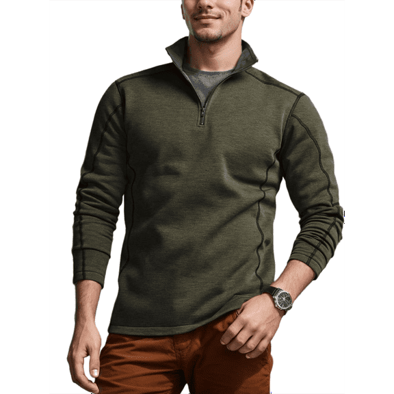SANOPY Mens Quarter Zip Pullover Golf Fleece With 2 Zipper Pockets Long Sleeve Thermal Lightweight Sweatshirt