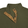 thumbnail image 6 of Men's Flag Print Stand Collar Quarter-Zip Sweatshirt, Casual Outdoor Button Placket Pullover Top, Spring Fall Patriotic Style,Army Green,L, 6 of 9