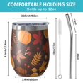 thumbnail image 5 of 12oz Stemless Wine Tumblers Fall Pumpkins Leaves Pattern Vacuum Insulated Stainless Steel Travel Tumbler Cups Mug with Lid and Straw for Champaign,Cocktail,Beer with Cleaning Brush, 5 of 5