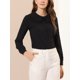thumbnail image 5 of CAMISA DE BOTONES DE MANGA LARGA CON PUNTOS SUIZOS PARA MUJERES INSPIRADA EN CHIC, CUELLO PETER PAN, NEGRO, TAMAÑO S, 5 of 6