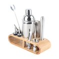 thumbnail image 1 of 11 Pcs Stainless Steel Cocktail Shaker Mixer Set with Wood Base, 1 of 8