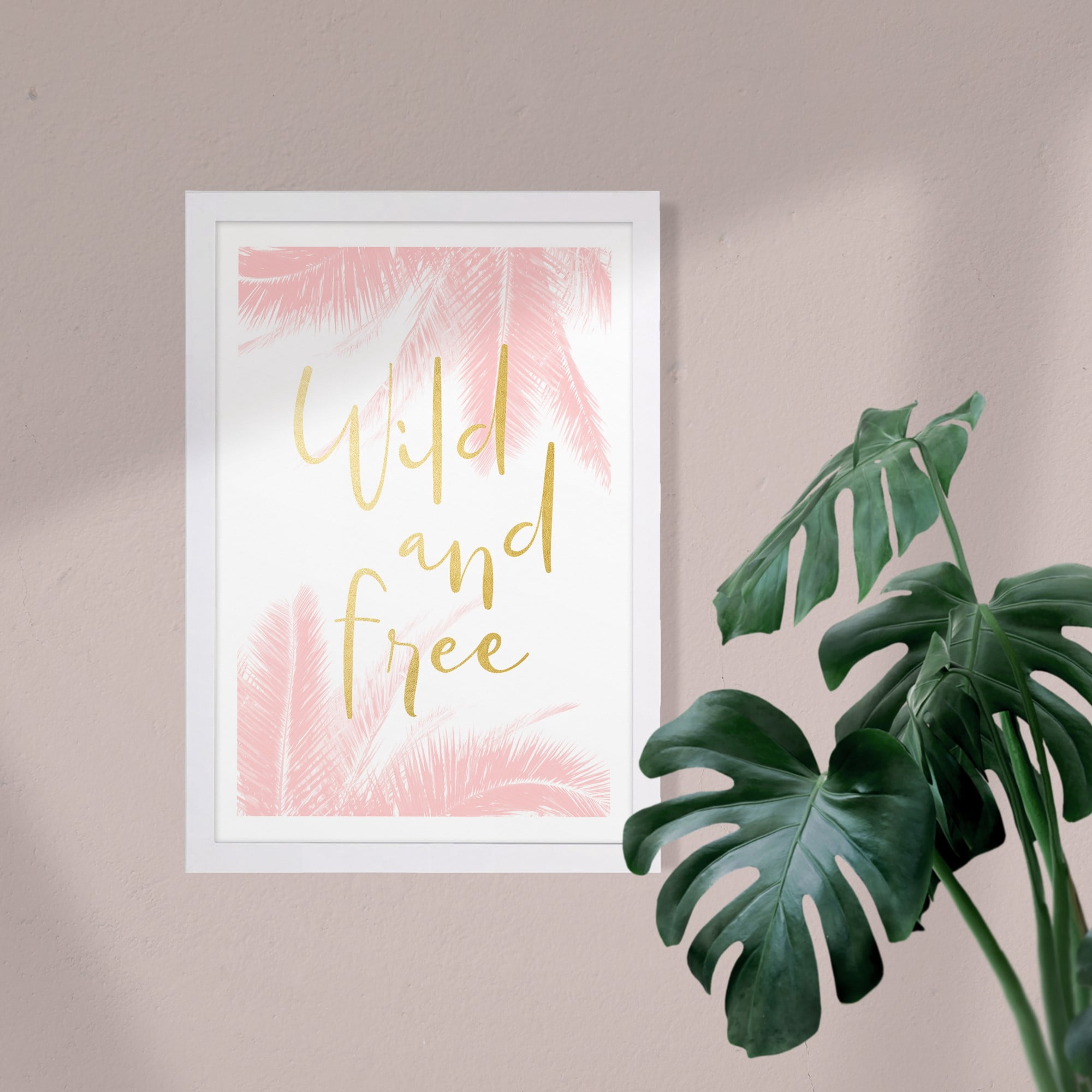 Wynwood Studio Typography and Quotes Framed Wall Art Prints 'Wild and Free Blush' Motivational Quotes and Sayings - Pink, Gold, 13" x 19"