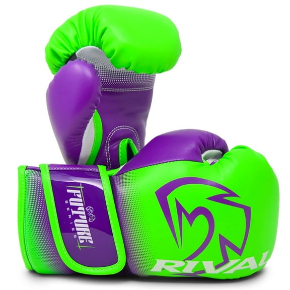 RIVAL Boxing - RB-FTR2 Future Bag Gloves - Youth Small - Green/Purple