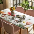 thumbnail image 3 of Mushrooms Table Cloths for 6 Foot Rectangle Tables, Spring Floral Farmhouse Botanical Watercolor Patio Waterproof Elastic Fitted Tablecloths, Washable Rectangular Table Cover for Camping, 3 of 8
