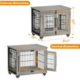 thumbnail image 3 of GIKPAL 27-Inch Dog Crate with Pads, 2-Door Heavy-Duty Indoor Wooden Dog Cage on Wheels for Small to Medium Dogs up to 30 lbs,Gray, 3 of 9