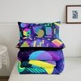 thumbnail image 5 of Erosebridal 1970s 80s Memphis Comforter Sets King Size, Geometric Triangle Square Lines Comforters & Duvets, Purple Galaxy Decor, Reversible 3-Piece, 5 of 8