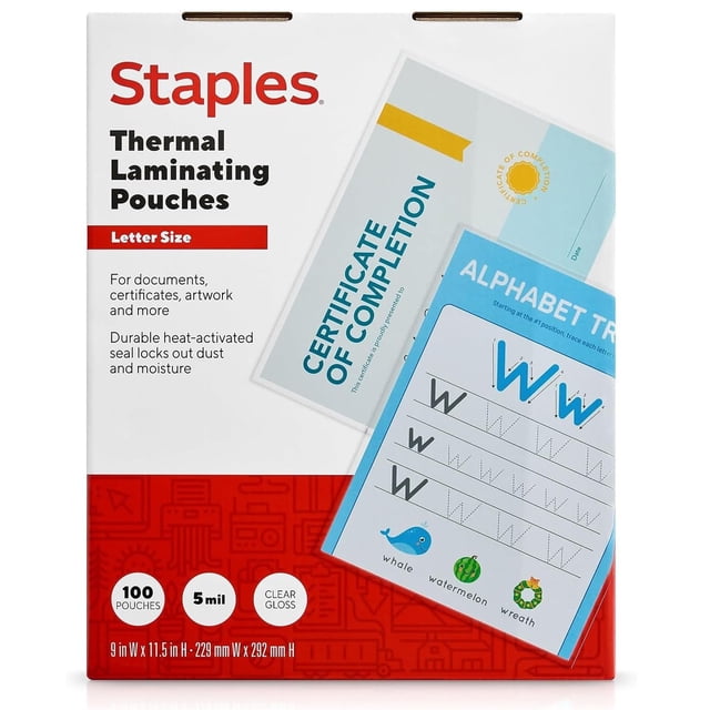 Bolsas de laminación térmica, grapas, 9 x 11,5 cm, 125 micras (100)