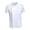 thumbnail image 3 of Chaqueta de chef de manga corta, camisa de catering, ropa de cocina, ropa de trabajo para mujer Blanco L, 3 of 8