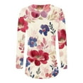 thumbnail image 4 of Women's Long Sleeve Shirts Fashion Floral Print Dressy Blouses Casual V-Neck Shirt Pullover Loose Work Tops Spring Summer Outdoor,Beach,Vacation Top Style02 XXL, 4 of 5