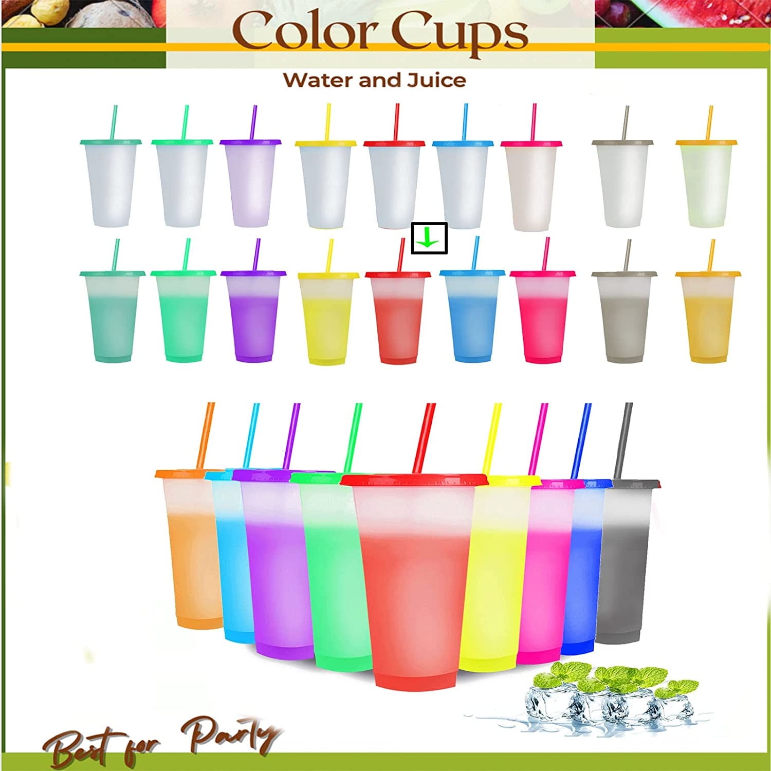 Reusable Plastic Tumblers with Lids & Straws - 9 Pcs 24oz Large Color  Changing Cups for Adults Kids Women Party, Tall Iced Cold Straw Drinking  Cute T - Tumblers, Facebook Marketplace