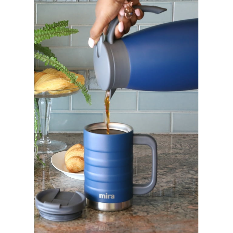 MIRA 14oz Coffee Mug with Handle & Screw Lid, Stainless Steel Vacuum  Insulated Tumbler, Admiral Blue 