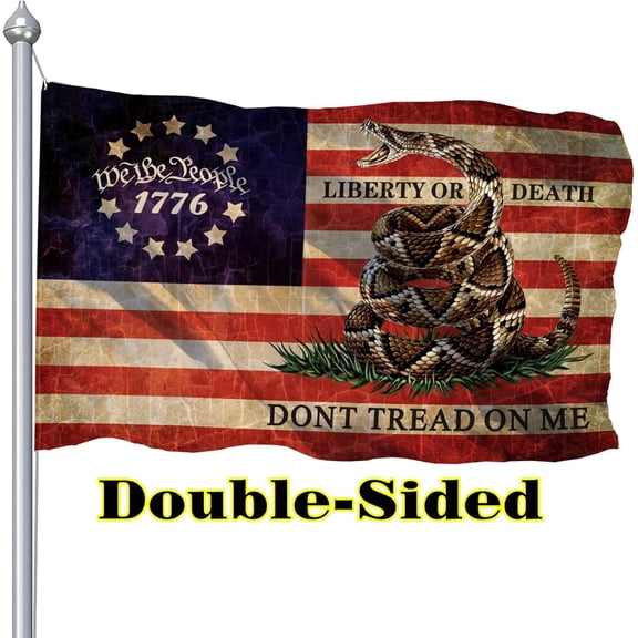 Don't Tread On Me Flag 5x3 Ft Outdoor Double Sided Dont Tread On Me Flags We-People Flag Banner Polyester Fabric with 2 Brass Grommets for Outside Indoor Decor
