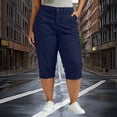 thumbnail image 2 of VBVC Women's Plus Button Closure Cargo Capri Pants,Straight Leg Hiking Shorts For Women,Ladies Lightweight Outdoor Cropped Trousers with Multi Pockets, Dark Blue , L-5XL, 2 of 9