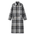 thumbnail image 6 of Dzrciro Plaid Long Coat for Women, Long Sleeve Lapel Open Front Button Checkered Trench Coat, Elegant Fashion Fall Outerwear S-2XL, 6 of 7