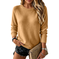 thumbnail image 2 of Womens Crew Neck Knit Sweater Long Sleeve Solid Color Casual Pullover Top, 2 of 8