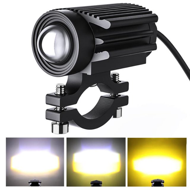 1Pcs 2Pcs LED Motorcycle Spotlight 60W 6000LM 6000K 3000K Two~color External Driving Work Lights Modified Super Bright Fog Lamp