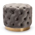 thumbnail image 1 of Baxton Studio Valeria Ottoman Moderne en Velours Capitonné Gris et Or, 1 of 5