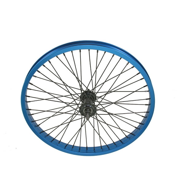 Bike 20 x 2.125 Alloy Front Wheel 48 Spoke 14gSS/Black 3/8 Axle Sealed Bearing Double Wall Blue.
