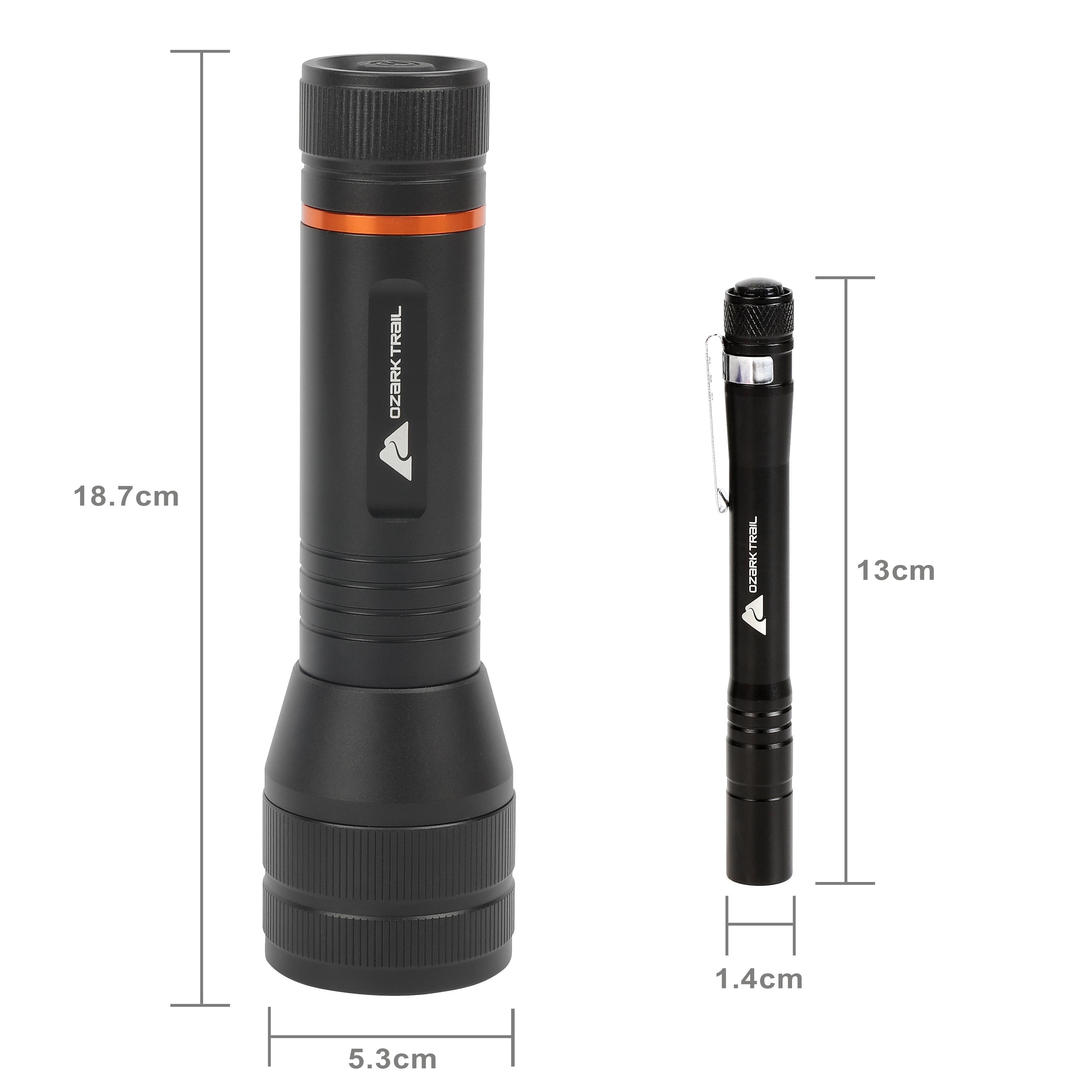 Linterna enfocable de 1500 lúmenes con bolígrafo de luz adicional, impermeable, negro 2