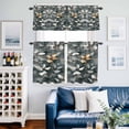 thumbnail image 2 of Gold Leaves Silhouette Kitchen Curtains Valances and Tiers Set of 3 Gray Leaf Gradient Tier Curtains and Valance with Rod Pocket for Small Windows, 27.5"x36", 2 of 9