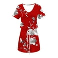thumbnail image 6 of Roncen Women's Printed Short Sleeve V-Neck Midi Dress - Casual Flowy Tie Waist Design with Pockets, A-Line Summer Dress for Daily Wear, Beach or Office Outfits, 6 of 6