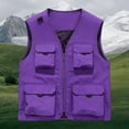 thumbnail image 2 of FRSASU Men's Casual Lightweight Outdoor Fishing Work Safari Travel Photo Cargo Vest Jacket Multi Pockets Purple, 2 of 9