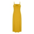 thumbnail image 5 of Ecqkame Fashion Women's Camis Maxi Dress Sexy Deep V Neck Sleeveless Dresses Solid Color Spaghetti Strap Dresses Yellow S, 5 of 6